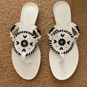 White & black jack Rodgers jelly sandals NEW